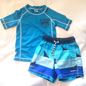 Boys Gymboree Swim Set Rashguard & Trunks Size 18-24 months